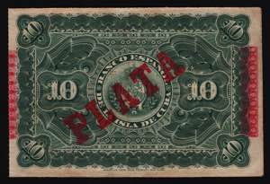 Cuba 10 Pesos 1896 Plata - P# 9d; XF