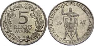 Germany - Weimar Republic 5 Reichsmark 1925 ... 