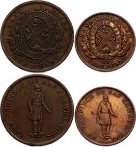 Canada 1/2 & 1 Penny 1837 Tokens - KM# Tn7 & ... 
