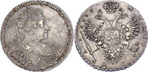 Russia 1 Rouble 1733 - Bit # 76; Silver; XF
