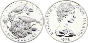 Cook Islands 5 Dollars 1978 - KM# 20; ... 