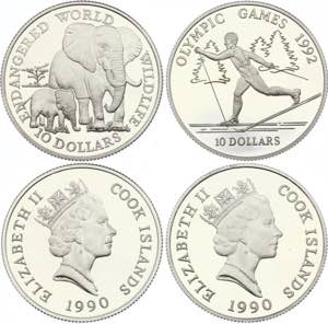 Cook Islands 2 x 10 Dollars 1990 - KM# 80, ... 