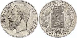Belgium 5 Francs 1872 - KM# 24; Silver; ... 