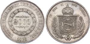 Brazil 2000 Reis 1865 - KM# 466; Silver; ... 