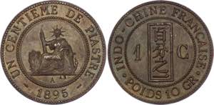 French Indochina 1 Centime 1895 A - KM# 7