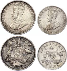 Australia 3 & 6 Pence 1915 - 1923 - KM# ... 