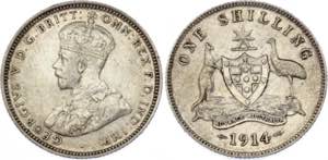 Australia 1 Shilling 1914 - KM# 26; Silver; ... 