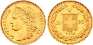 Switzerland 20 Francs 1896 B - KM# 31.3; ... 