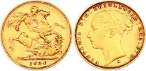 Australia Sovereign 1884 M - KM# 7; Gold ... 