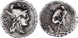 Roman Republic Denarius 80 BC, C. Poblicius ... 