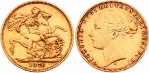 Australia Sovereign 1876 M - KM# 7; Gold ... 