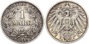 Germany - Empire 1 Mark 1894 C - KM# 14; ... 