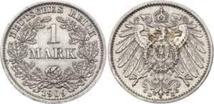 Germany - Empire 1 Mark 1909 D - KM# 14; ... 