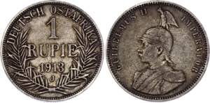 German East Africa 1 Rupie 1913 J - KM# 10; ... 