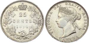 Canada 25 Cents 1870 - KM# 5; Silver 5,75g.; ... 