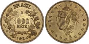 Brazil 1000 Reis 1924 Pattern Very Rare! - ... 