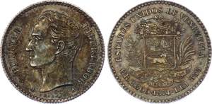 Venezuela 10 Centavos 1874 A Rare! - Y# ... 
