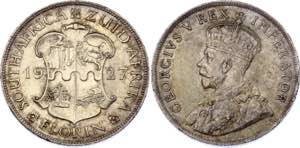 South Africa Florin 1927 - KM# 18; Silver ... 