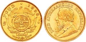 South Africa 1/2 Pond 1896 - KM# 9.2; Gold ... 