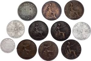 World Lot of 11 Coins 1862 - 1921 - With ... 