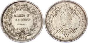 Bolivia 50 Centavos 1898 PTS CB - KM# 161.5; ... 