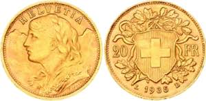 Switzerland 20 Francs 1935 LB - KM# 35.1; ... 