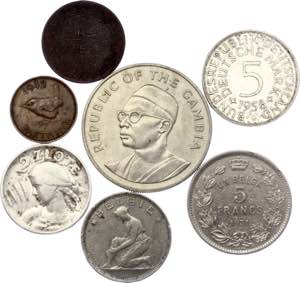 World Lot of 7 Coins 1909 - 1975 - With ... 