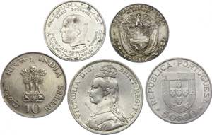 World Lot of 5 Silver Coins 1889 - 1970 - ... 
