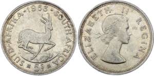 South Africa 5 Shillings 1953 - KM# 52; ... 