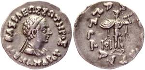 Bactria Indo-Greek Kingdom AR Drachm 155 - ... 