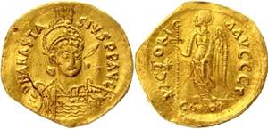 Byzantium Solidus 491 - 518 AD, Anastasius - ... 