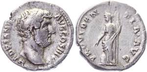 Roman Empire Denarius 134 - 138 AD, Hadrain ... 