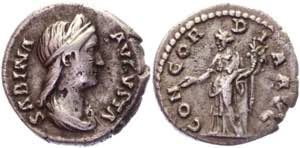 Roman Empire Denarius 136 AD, Sabina - RIC ... 