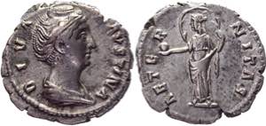 Roman Empire Denarius 148 - 161 AD, Faustina ... 