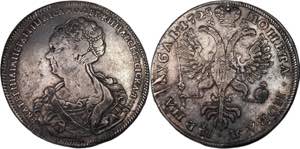 Russia 1 Rouble 1725 R - Bit# 76 (R); Silver ... 