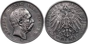 Germany - Empire Saxony-Albertine 2 Mark ... 