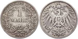 Germany - Empire 1 Mark 1892 E - KM# 14; ... 