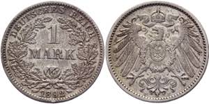 Germany - Empire 1 Mark 1892 F - KM# 14; ... 