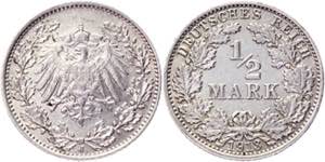 Germany - Empire 1/2 Mark 1913 J - KM# 17; ... 