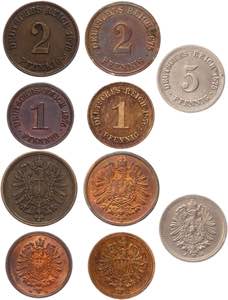 Germany - Empire Lot of 5 Coins 1875 - 1876 ... 