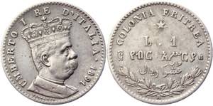 Eritrea 1 Lire 1891 Italian Colony - Gig. n. ... 