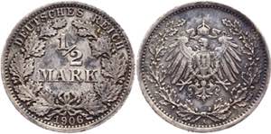 Germany - Empire 1/2 Mark 1906 A - KM# 17; ... 