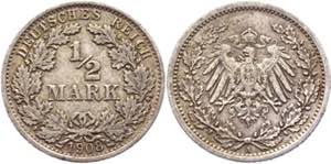 Germany - Empire 1/2 Mark 1908 A - KM# 17; ... 