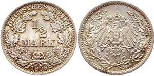Germany - Empire 1/2 Mark 1906 A - KM# 17; ... 