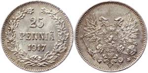 Russia - Finland 25 Pennia 1917 S - Bit# ... 
