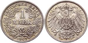 Germany - Empire 1 Mark 1907 D - KM# 14; ... 