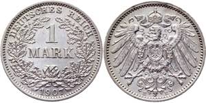 Germany - Empire 1 Mark 1907 E - KM# 14; ... 