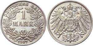 Germany - Empire 1 Mark 1907 G - KM# 14; ... 