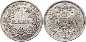 Germany - Empire 1 Mark 1908 A - KM# 14; ... 
