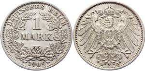 Germany - Empire 1 Mark 1909 D - KM# 14; ... 